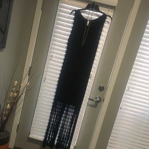 Black cotton fringe bottom dress!